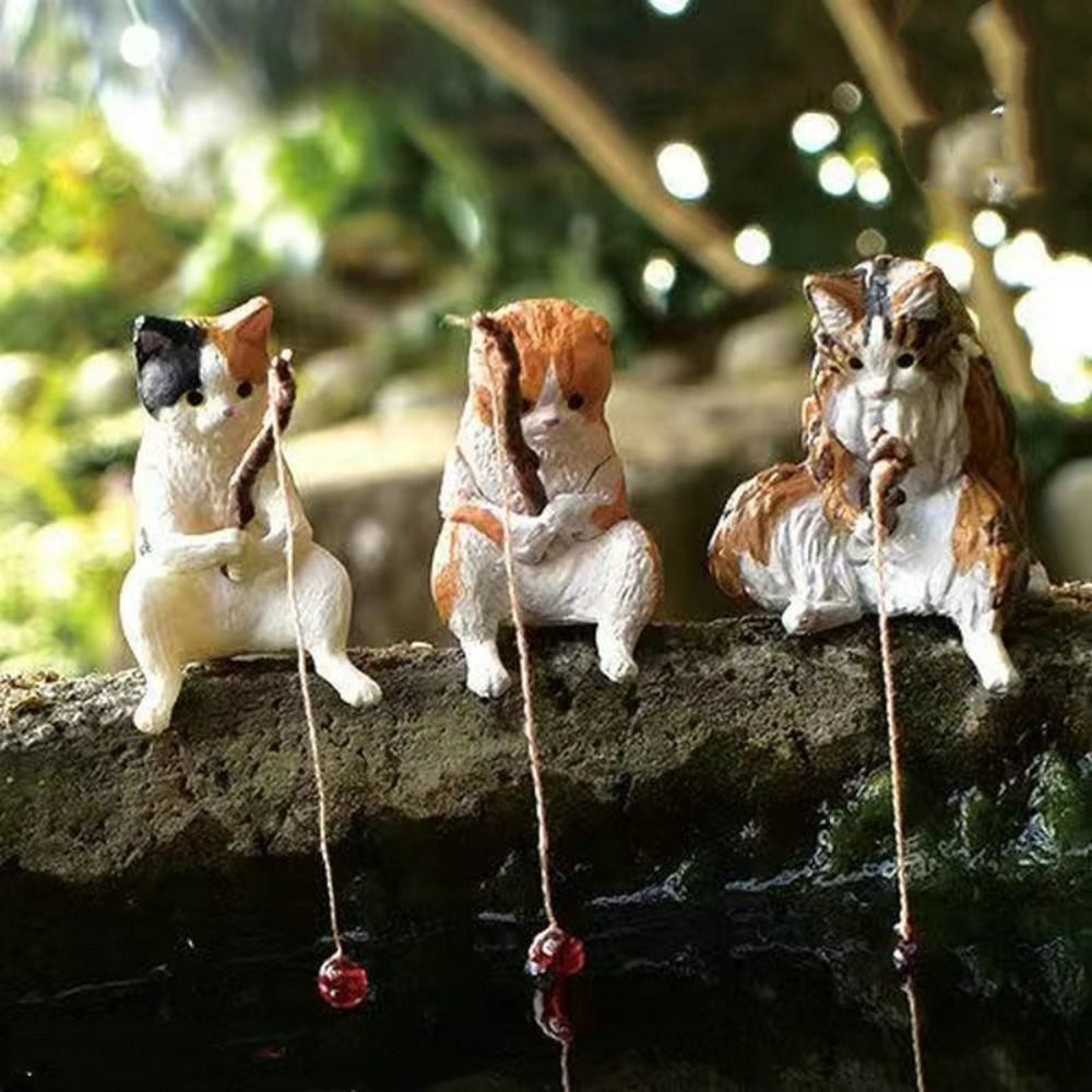 Aquarium Plant In Pot - Handgefertigter Bonsai-Pflanzentopf, Aquarium-Dekoration, Miniaturfiguren, Kätzchen-Angel-Ornament, Katzenstatue,